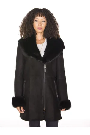 Infinity Womens Ladies Suede Merino Sheepskin Coat-Samara - - Size 10 UK