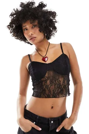 Noisy May Womens lace crop top in - Size X-Large