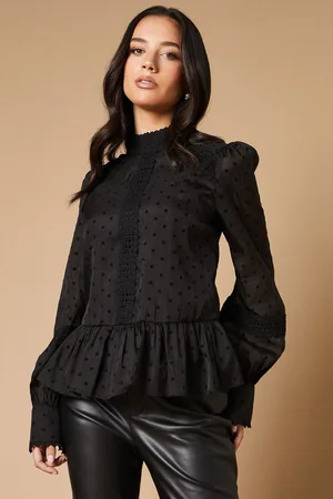 Oasis Womens Organza velvet spot lace trim blouse - - Size 10 UK
