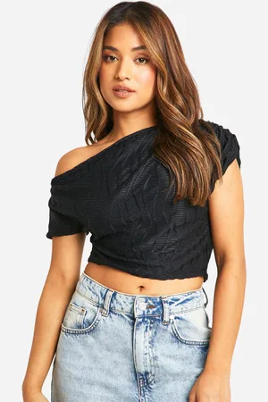 Boohoo Womens Petite Textured Off The Shoulder Top - - Size 8 UK