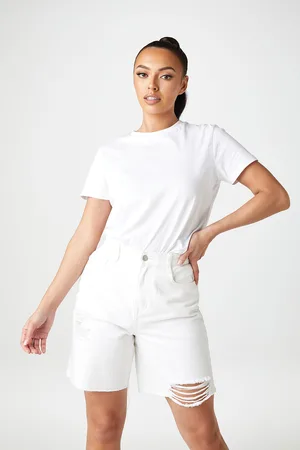 Urban Bliss Womens High Waisted Ripped Longline Short - Size 10 UK