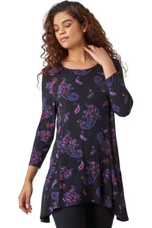 Roman Womens Paisley Pocket Detail Stretch Tunic Swing Top - - Size 10 UK