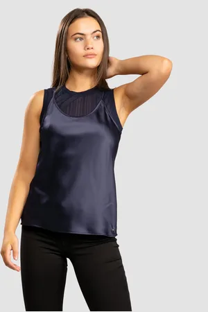 Armani Exchange Womens Layered Satin Blouse - - Size X-Large