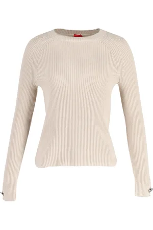 HUGO BOSS Womens Knitted Crewneck Sweater in Cotton - Size Small