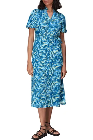 Whistles Womens Seafoam Zebra Midi Dress - - Size 12 UK