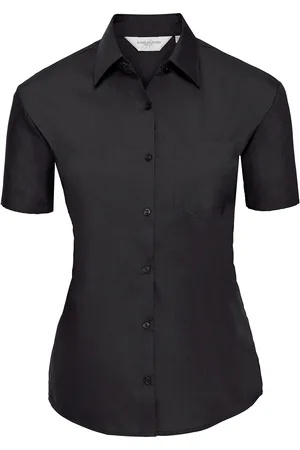 Russell Athletic Collection Womens/Ladies Poplin Easy-Care Short-Sleeved Shirt - Size Medium