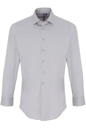 Premier Mens Stretch Fit Poplin Long Sleeve Shirt - Size 4XL