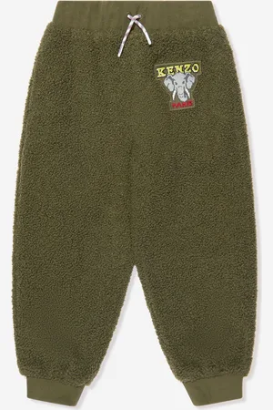 Kenzo Boys Faux Shearling Joggers in Khaki - - Size 6Y