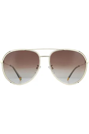 Polaroid Aviator Mens Gold Brown Gradient Polarized Sunglasses Metal - One Size