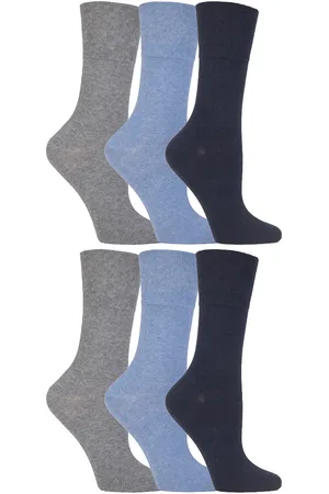 Gentle Grip Womens - 6 Pairs of Ladies Diabetic Sock with Honey Comb Top and Hand linked Toe Seams - Cotton - Size UK 4-8
