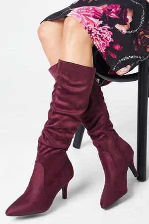 wallis Womens Hista Rouched Medium Heel Pointed Knee High Boots - - Size UK 3