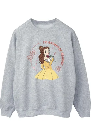 Disney Womens/Ladies Beauty And The Beast I´d Rather Be Reading Sweatshirt (Sports Grey) - - Size 2XL