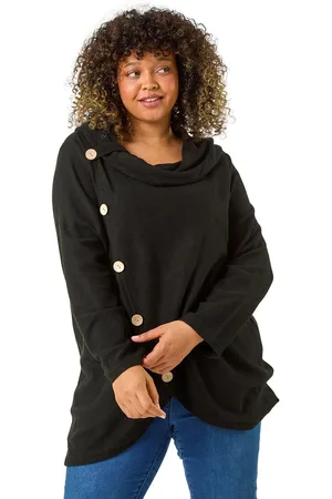 Roman Womens Curve Cowl Neck Button Wrap Top - - Size UK 22-24