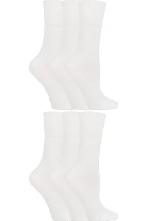 Gentle Grip Womens - 6 Pairs of Ladies Diabetic Sock with Honey Comb Top and Hand linked Toe Seams - Cotton - Size UK 4-8