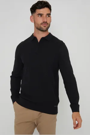 Threadbare Mens Long Sleeve Quarter Zip Knitted Polo Jumper - Size 2XL