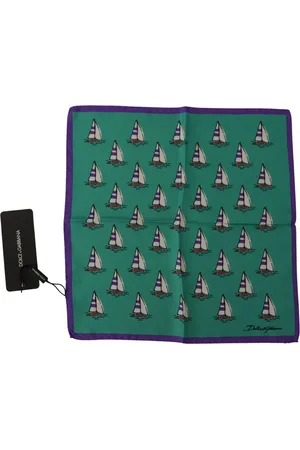 Dolce & Gabbana Mens Multicolor Printed DG Logo Square Handkerchief Scarf - Silk - One Size