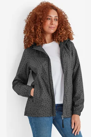 Tog 24 Craven Womens Waterproof Packaway Jacket Washed Black Star Print - - Size 18 UK