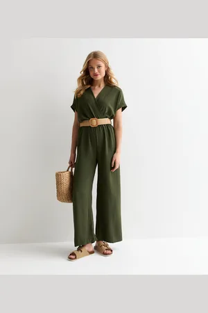 Gini London Womens Short Sleeves Elasticated Waist Belted Jumpsuit - Size L/XL