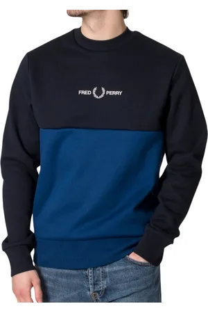 Fred Perry Mens Colour Block Cobalt Sweatshirt - Size X-Small