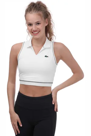 Lacoste Womens Sport Polo Style Sports Bra in Cotton - Size Small