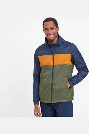 Tog 24 Craven Mens Waterproof Packaway Jacket /Navy/Dark Orange Colour Block - Size Large