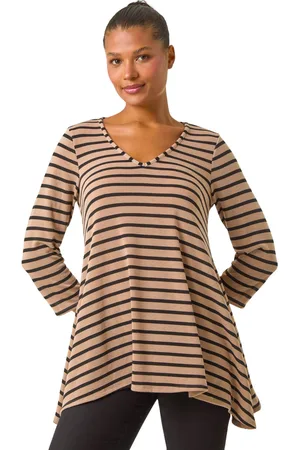 Roman Womens Stripe Swing Hem Tunic Top - - Size 10 UK