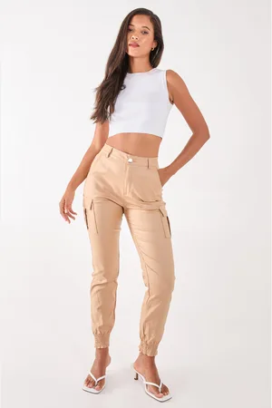 Pink Vanilla Womens PU Cuffed Cargo Trousers - - Size 10 UK
