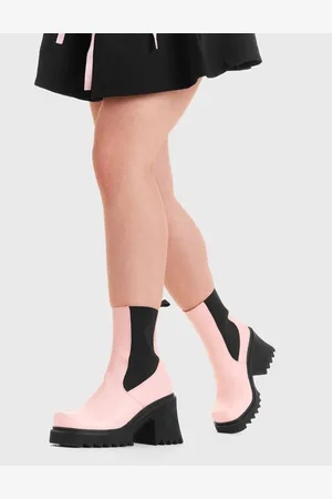 Lamoda Womens Ankle Boots Elevate Round Toe Platform Heels with Shark Teeth Grip - - Size UK 6