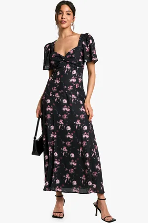 Boohoo Womens Floral Angel Sleeve Chiffon Midaxi Dress - - Size 12 UK