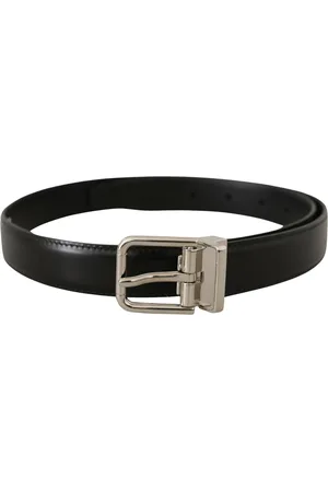 Dolce & Gabbana Mens Calf Leather Logo Engraved Metal Buckle Belt - Size 75 cm