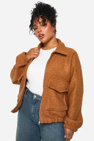 Boohoo Womens Plus Collared Boucle Jacket - - Size 16 UK