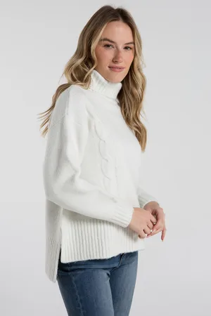 French Connection Womens Funnel Neck Cable Knit Jumper - Size Medium