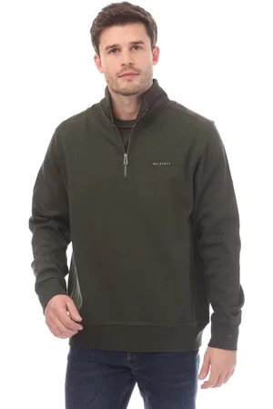 Belstaff Mens Cotton Fleece Alloy Quarter Zip Sweatshirt in - Size 3XL
