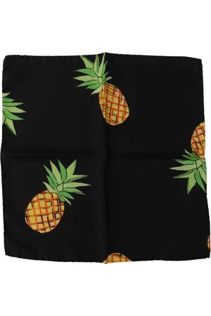 Dolce & Gabbana Mens Pineapple Printed Square Handkerchief Scarf Silk - One Size