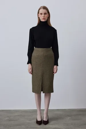 Gusto Womens Wool Mix Tweed Midi Skirt - - Size Medium