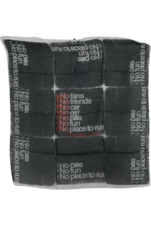 Costume National Mens Dark Gray Wool Foulard Branded Scarf - - One Size