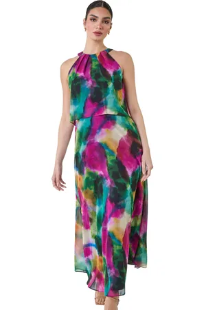 Ariella Womens Abstract Print Chiffon Overlay Maxi Dress - - Size 12 UK