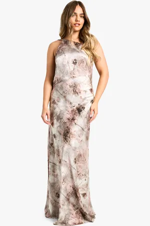 Boohoo Womens Petite Cowl Back Abstract Maxi Dress - - Size 14 UK