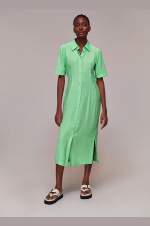 Whistles Womens Millie Plisse Shirt Midi Dress - - Size 10 UK