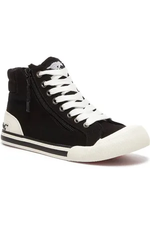 Rocket Dog Womens Ladies Jazzin Lace Up Zip Hi Top Casual Shoes - Black and White, Size: UK 7 Cotton - Size UK 7