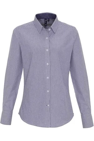 Premier Womens/Ladies Striped Oxford Long-Sleeved Formal Shirt - Size X-Large