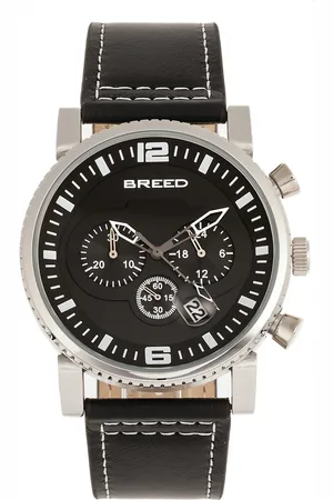 Breed Mens Ryker Chronograph Leather-Band Watch w/Date - Stainless Steel - One Size