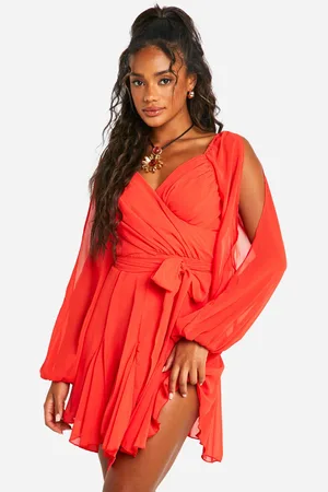 Boohoo Womens Plain Godet Hem Lace Up Skater Dress - - Size 10 UK