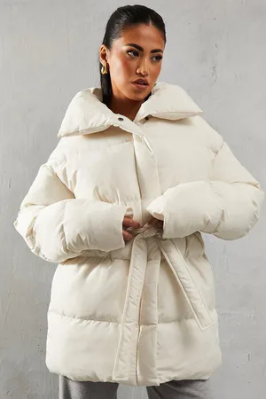 MissPap Womens Padded Collar Tie Belt Puffer Coat - - Size 14 UK