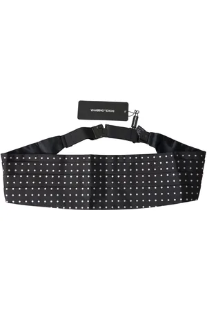 Dolce & Gabbana Mens Black Silk Polka Waist Tuxedo Belt Cummerbund - - Size Large
