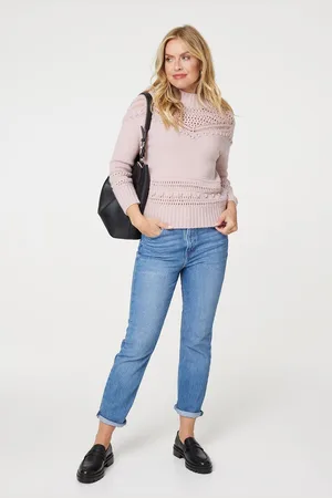 Izabel London Womens Cut Out Detail High Neck Knitted Jumper - Size 8 UK