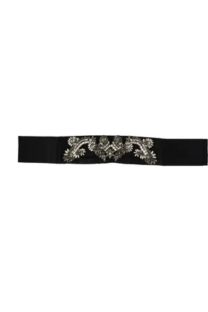 Dolce & Gabbana WoMens Silk Brass Crystal Embellished Waist Belt - Size 90 cm