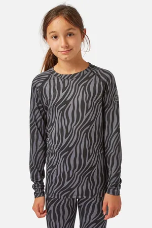 Surfanic Girls Cozy Limited Edition Crew Neck Baselayer Black Zebra - - Size 14-15Y