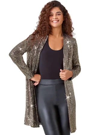 Roman Womens Longline Sequin Stretch Jacket - - Size 10 UK