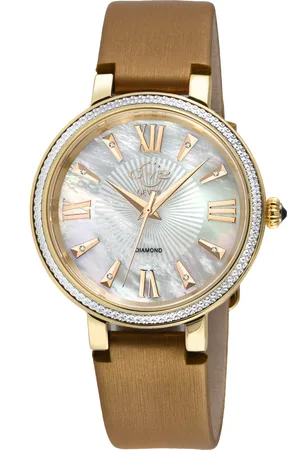 GV2 by Gevril WoMens Genoa 12532S Swiss Quartz Mother of Pearl Diamond Leather Watch - One Size